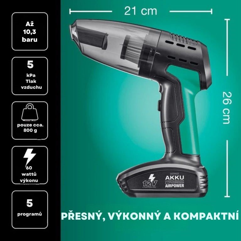 CleanMaxx AKU kompresor a ruční vysavač 2v1 AKV-19905 1 (4)